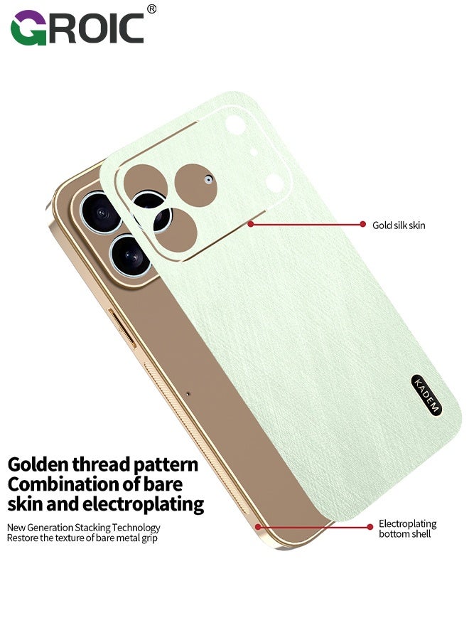 GROIC Case for iphone 17 Pro, Slim Shockproof Bamboo Texture Cover with PU Leather Compatible for iphone 17 Pro Cover, TPU Bumper Shockproof Protective Phone Case (Green) - Image 4