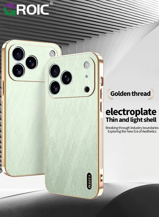 GROIC Case for iphone 17 Pro, Slim Shockproof Bamboo Texture Cover with PU Leather Compatible for iphone 17 Pro Cover, TPU Bumper Shockproof Protective Phone Case (Green) - Image 2