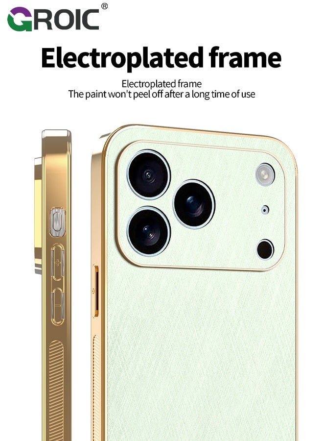 GROIC Case for iphone 17 Pro, Slim Shockproof Bamboo Texture Cover with PU Leather Compatible for iphone 17 Pro Cover, TPU Bumper Shockproof Protective Phone Case (Green) - Image 3