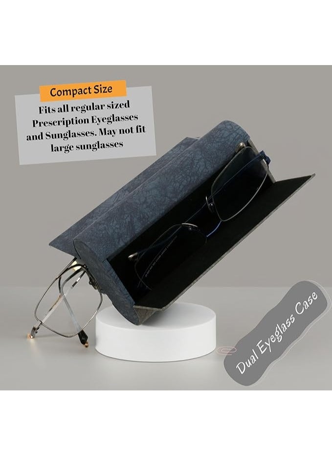 Generic Styzere Dual 2 in 1 Eyeglass Spectacles Case Unisex for Men and Women, Grey & Blue  - Image 2