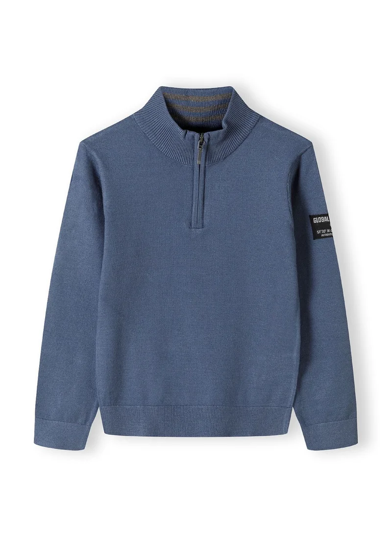 MINOTI Kids Boys Half-Zip Sweater with Stand-Up Collar and Ribbed Trim