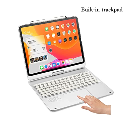 HENGHUI 360° Rotatable Keyboard for iPad Pro 13 inch (M4)/ iPad Air 13 inch (M2)/ iPad Pro 12.9" 6th/5th/4th/3rd Generation Backlight Keyboard with Trackpad, Integrated Foldable Keyboard Cover (Silver) - Image 2