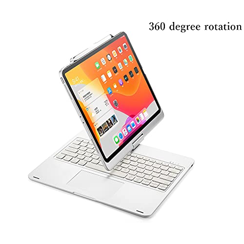 HENGHUI 360° Rotatable Keyboard for iPad Pro 13 inch (M4)/ iPad Air 13 inch (M2)/ iPad Pro 12.9" 6th/5th/4th/3rd Generation Backlight Keyboard with Trackpad, Integrated Foldable Keyboard Cover (Silver) - Image 5