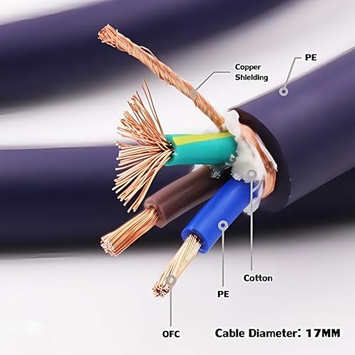WAudio 10 AWG Hi-End HiFi Audio Universal AC Power Cable Power Cord US Plug - 5FT (1.5M) - Image 4