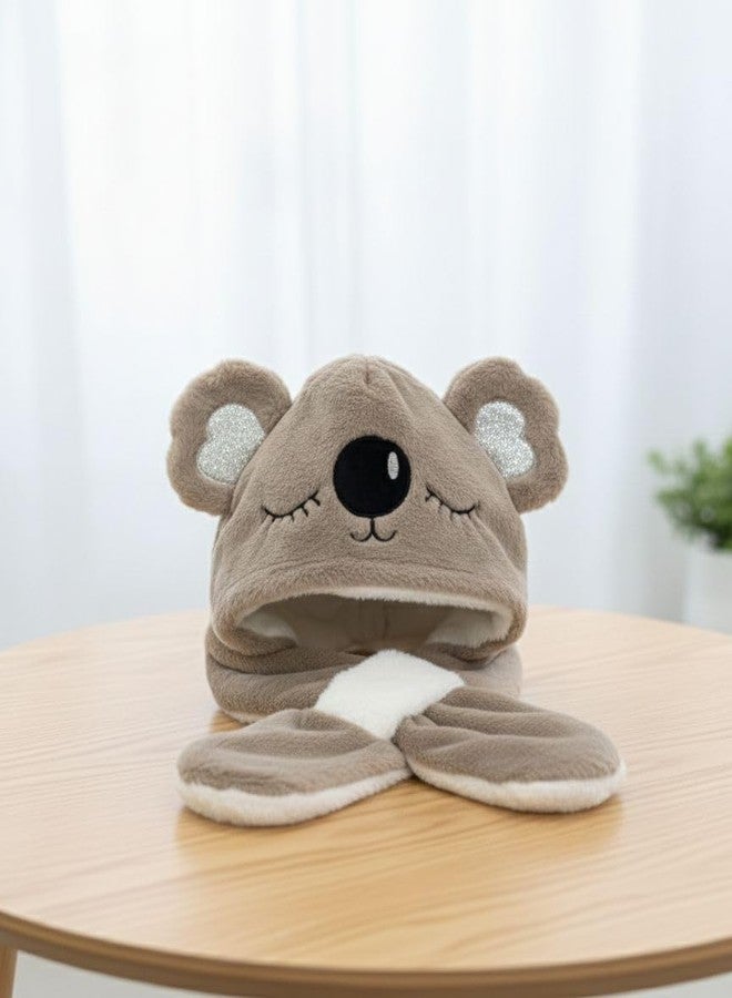 FAMWRAPZ Cartoon Baby Bear Plush Neck Warmer Hat Hood Shawl Scarf Windproof Beanies Cap Comfortable Infant Stuff for Winter Mouse, 2-5 Years - Image 5