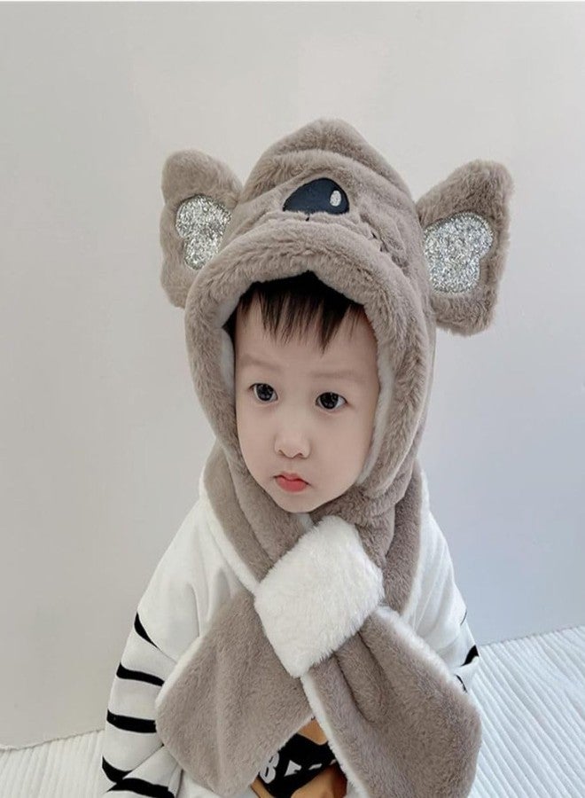 FAMWRAPZ Cartoon Baby Bear Plush Neck Warmer Hat Hood Shawl Scarf Windproof Beanies Cap Comfortable Infant Stuff for Winter Mouse, 2-5 Years - Image 2