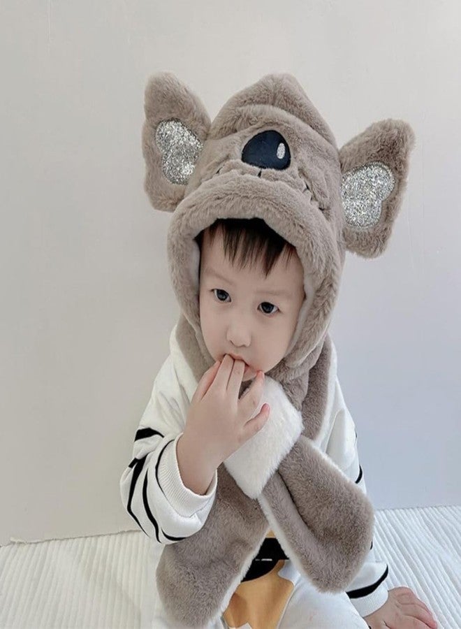 FAMWRAPZ Cartoon Baby Bear Plush Neck Warmer Hat Hood Shawl Scarf Windproof Beanies Cap Comfortable Infant Stuff for Winter Mouse, 2-5 Years - Image 3