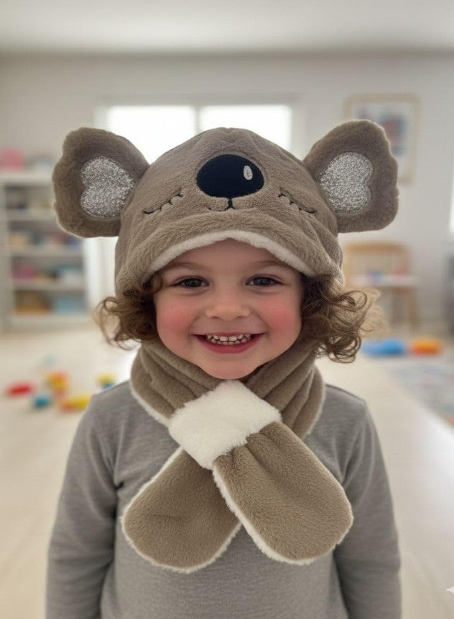 FAMWRAPZ Cartoon Baby Bear Plush Neck Warmer Hat Hood Shawl Scarf Windproof Beanies Cap Comfortable Infant Stuff for Winter Mouse, 2-5 Years - Image 4