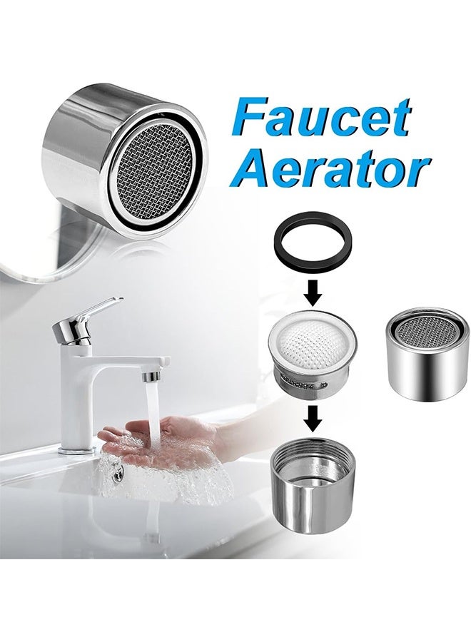 4Pcs Faucet Aerator Replacement Parts Kitchen Sink Aerator Faucet Filter with Brass Shell Housing With Gasket For Kitchen and Bathroom, Chrome - Image 4