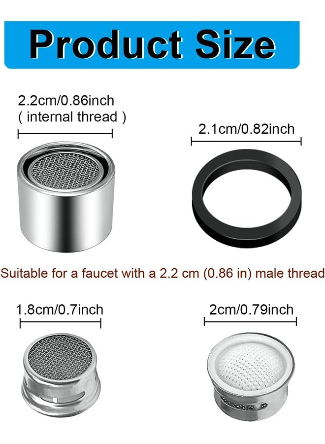 4Pcs Faucet Aerator Replacement Parts Kitchen Sink Aerator Faucet Filter with Brass Shell Housing With Gasket For Kitchen and Bathroom, Chrome - Image 2