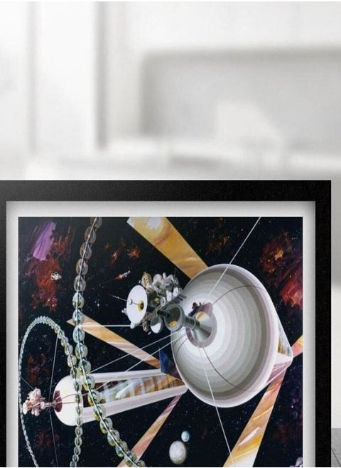 (Assembly frame) Space Colony Art - O'Neill Cylinder Exterior (70s Vintage NASA Space Artwork by Rick Guidice) Art Print / Poster, also available Framed
