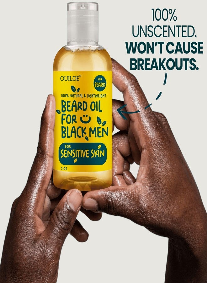 Ouiloe Beard Oil for Black Men with Sensitive Skin - Non Comedogenic Beard Oil - Safe for Acne Prone Skin - Unscented, Soothing, Natural, Lightweight and Non Greasy 2oz - Image 3
