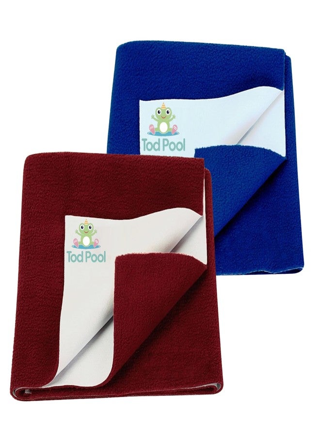 TOD Pool Reversible Baby Fleece Blanket - Ultra Soft, Warm & Lightweight Double Layer Blanket for Newborns & Toddlers - Cozy Swaddle Wrap for Boys & Girls - 2-Pack (Maroon & Dark Blue, Large)