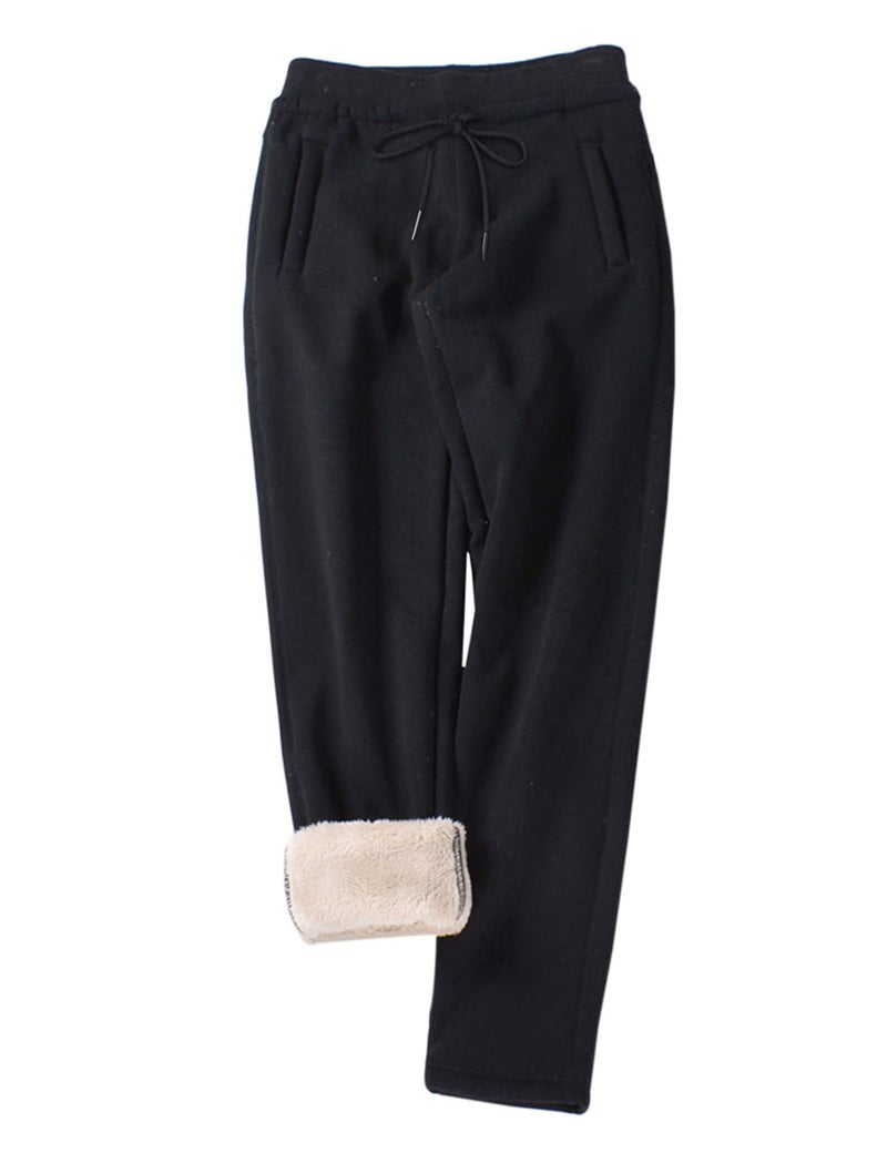 Gihuo Women's Winter Fleece Sweatpants Sherpa Lined Active Running Jogger Pants Warm Straight Cuff Lounge Pants (Black, X-Large) - Image 1