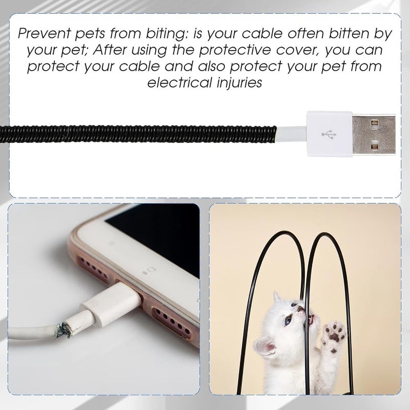 Frienda 10 Pcs Spiral Cable Protector, Black, Charger Protective Cover, Phone USB, Pet Biting Prevention, DIY Fun, 43 Inch - Image 5