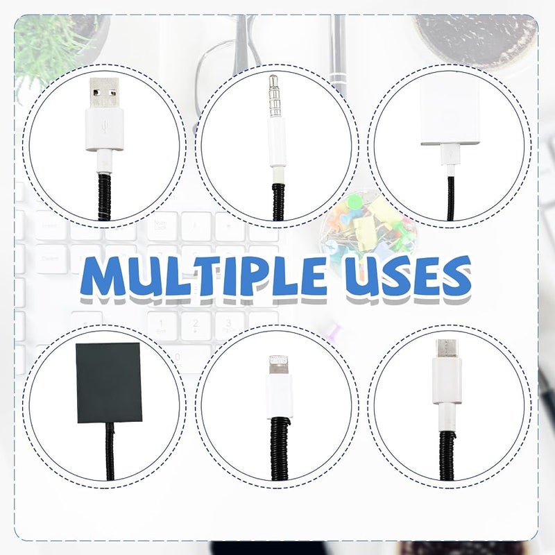 Frienda 10 Pcs Spiral Cable Protector, Black, Charger Protective Cover, Phone USB, Pet Biting Prevention, DIY Fun, 43 Inch - Image 3