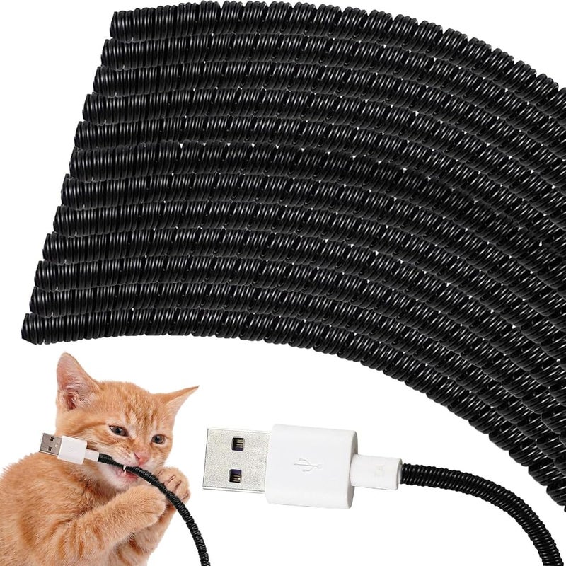 Frienda 10 Pcs Spiral Cable Protector, Black, Charger Protective Cover, Phone USB, Pet Biting Prevention, DIY Fun, 43 Inch - Image 1