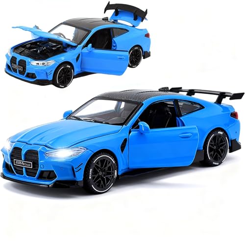 ERBADIHAGO Toy Cars Compatible for M4M Performance Parts 132 Metal Model Car Pull Back Car Toys with Light and Sound Toys Car Collectible Model for Children Age 3 Year Old Blue - Image 1