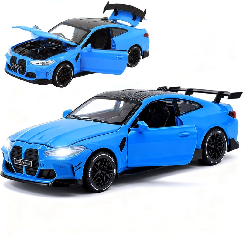 ERBADIHAGO Toy Cars Compatible for M4M Performance Parts 132 Metal Model Car Pull Back Car Toys with Light and Sound Toys Car Collectible Model for Children Age 3 Year Old Blue - Image 3