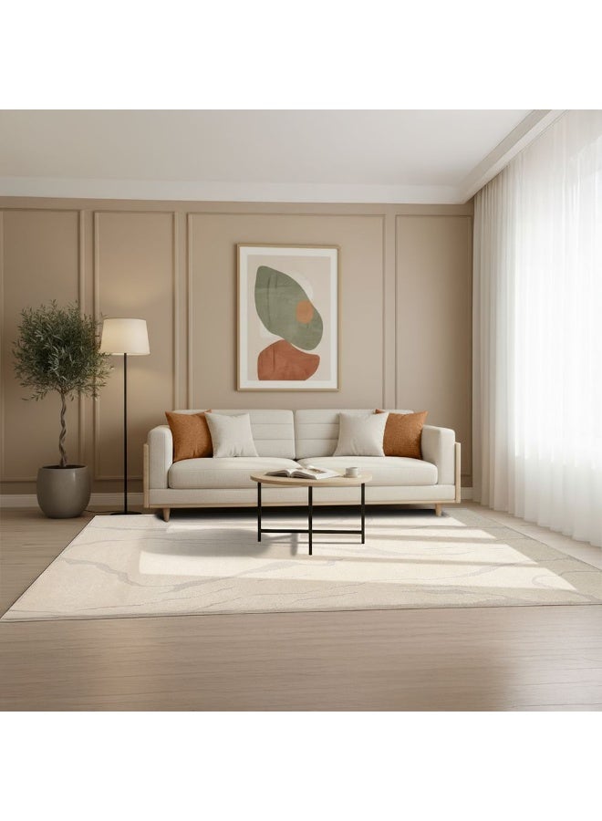 DANUBE HOME La Perle Modern Abstracts Rug | Washable Modern Rugs Style | Polypropylene + Polyester Area Rug Floor Covering | Indoor Carpet For Living Room Dining Bedroom 240X340cm-White - Image 2