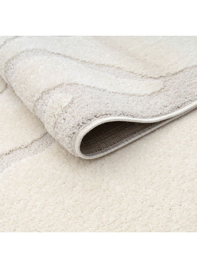 DANUBE HOME La Perle Modern Abstracts Rug | Washable Modern Rugs Style | Polypropylene + Polyester Area Rug Floor Covering | Indoor Carpet For Living Room Dining Bedroom 240X340cm-White - Image 3