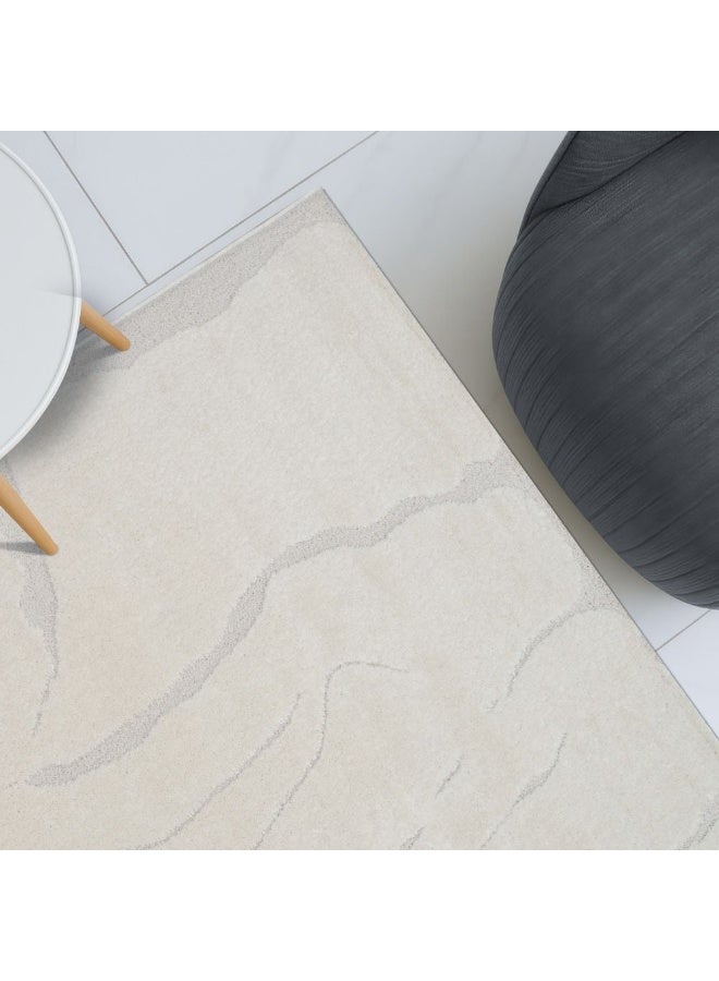 DANUBE HOME La Perle Modern Abstracts Rug | Washable Modern Rugs Style | Polypropylene + Polyester Area Rug Floor Covering | Indoor Carpet For Living Room Dining Bedroom 240X340cm-White - Image 1