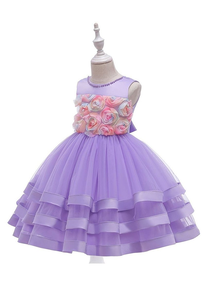 Stylish Fairy Flower Dress Purple
