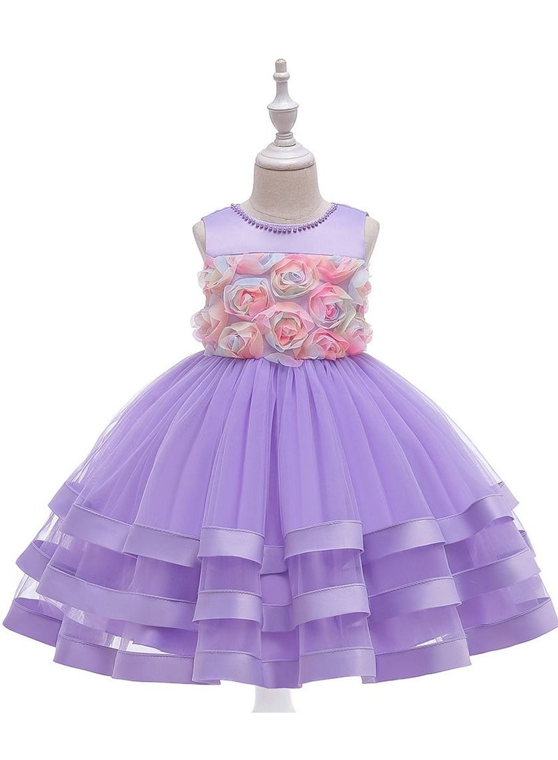 Stylish Fairy Flower Dress Purple