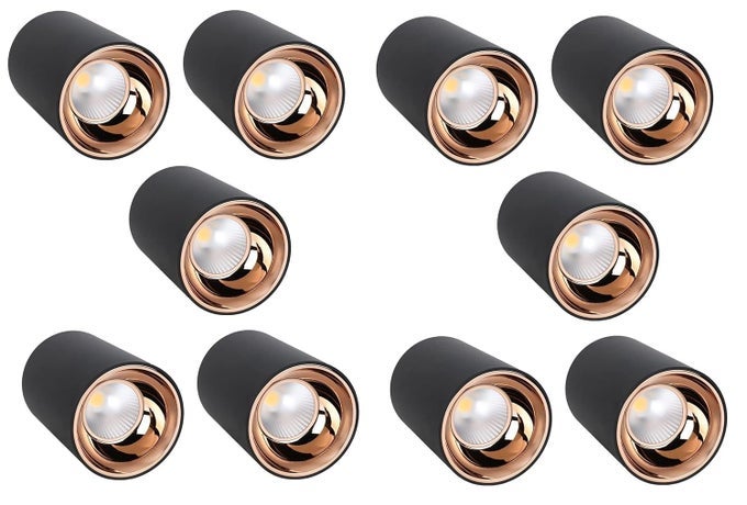 12 WATT BLACK BODY SURFACE CYLINDER CEILING LIGHTSMOUNTED SPOT LIGHTFOCUS LIGHTDOWN LIGHT FOR INDOOR BALCONYROOMHALLWAYCOLORWARMWHITE PACK OF 10