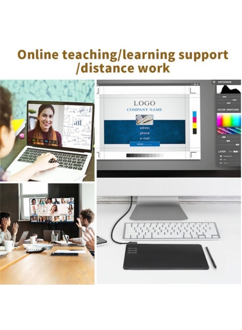 excitat Drawing Tablet, EXCITAT T605, 5080 LPI, 8192 Levels Pressure, 330 PPS, Battery-Free Stylus, Lcd writing tablet, 6 Shortcut Keys, Digital Art Tablet for Drawing, ablet with Pen, 8 spare nibs and OTG adapter, Game and Teaching Online Classes, Support Tilt Function Work, Support Windows Mac Linux Chrome Android OS, black - Image 4