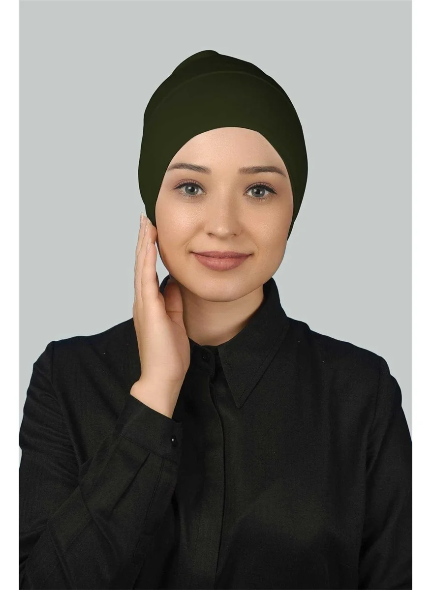 Altobeh Ready-made Practical Snap-on Long Tube Hijab Bonnet - Khaki