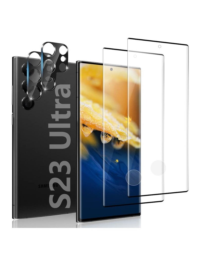 BORTONY Tempered Glass Screen Protector for Samsung Galaxy S23 Ultra 5G 6.8 Inch, Ultrasonic Fingerprint Support 3D Curved Anti Scratch HD Clear 9H Hardness Galaxy S23 Ultra Screen Protector - Image 1