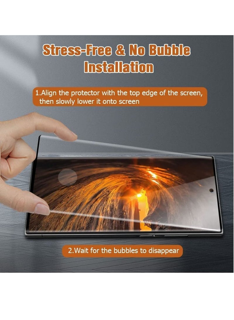 BORTONY Tempered Glass Screen Protector for Samsung Galaxy S23 Ultra 5G 6.8 Inch, Ultrasonic Fingerprint Support 3D Curved Anti Scratch HD Clear 9H Hardness Galaxy S23 Ultra Screen Protector - Image 5