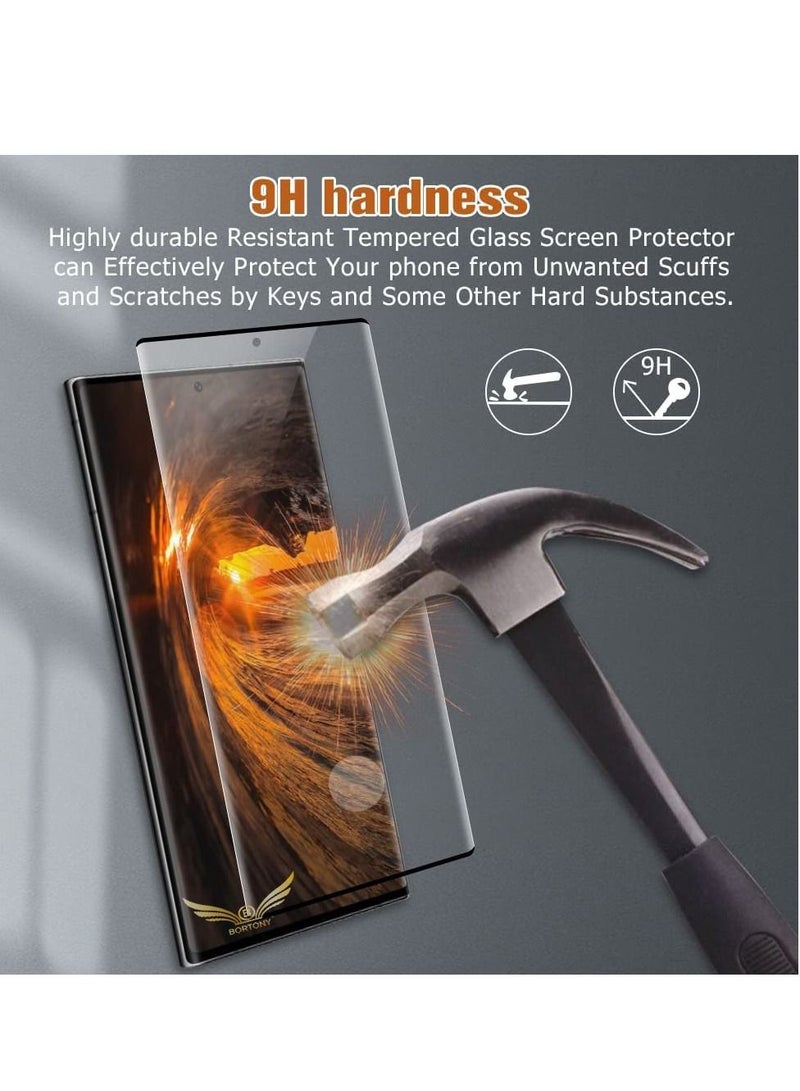 BORTONY Tempered Glass Screen Protector for Samsung Galaxy S23 Ultra 5G 6.8 Inch, Ultrasonic Fingerprint Support 3D Curved Anti Scratch HD Clear 9H Hardness Galaxy S23 Ultra Screen Protector - Image 4