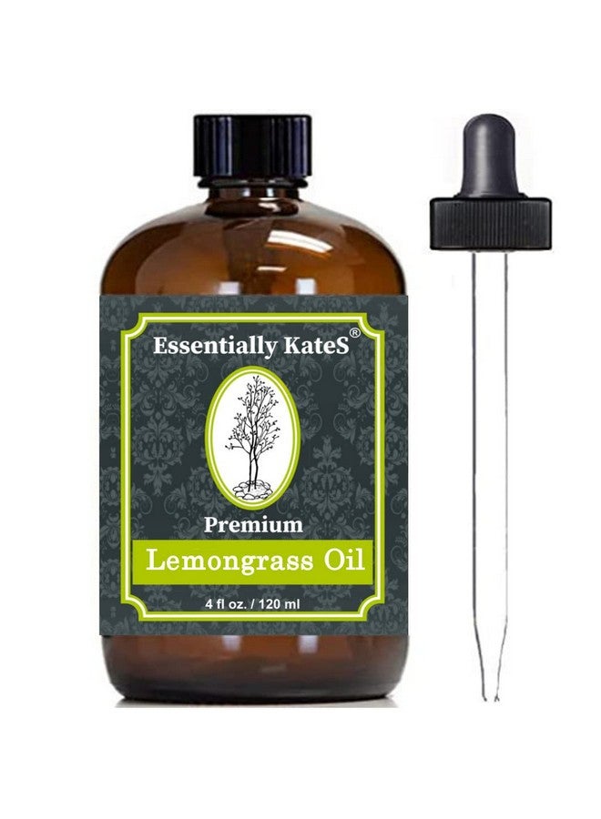 Essentially KateS Lemongrass Oil 4 Fl Oz 100% Pure And Natural Therapeutic A Huge Glass Bottle With A Dropper - Image 2