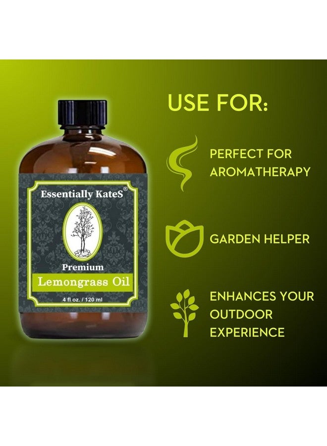 Essentially KateS Lemongrass Oil 4 Fl Oz 100% Pure And Natural Therapeutic A Huge Glass Bottle With A Dropper - Image 4