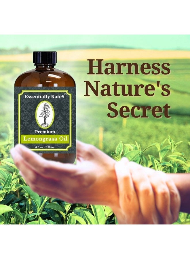 Essentially KateS Lemongrass Oil 4 Fl Oz 100% Pure And Natural Therapeutic A Huge Glass Bottle With A Dropper - Image 5