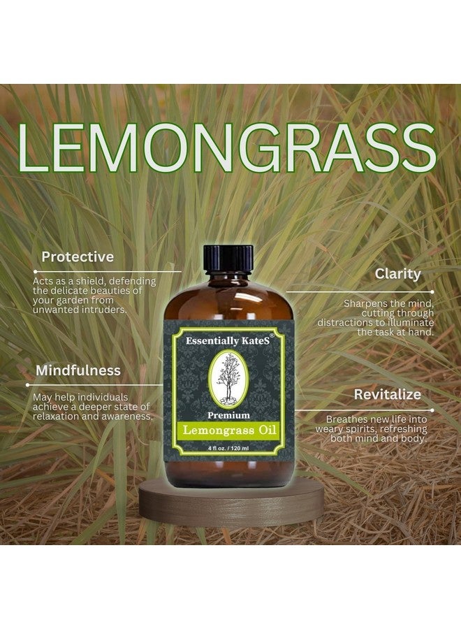 Essentially KateS Lemongrass Oil 4 Fl Oz 100% Pure And Natural Therapeutic A Huge Glass Bottle With A Dropper - Image 3
