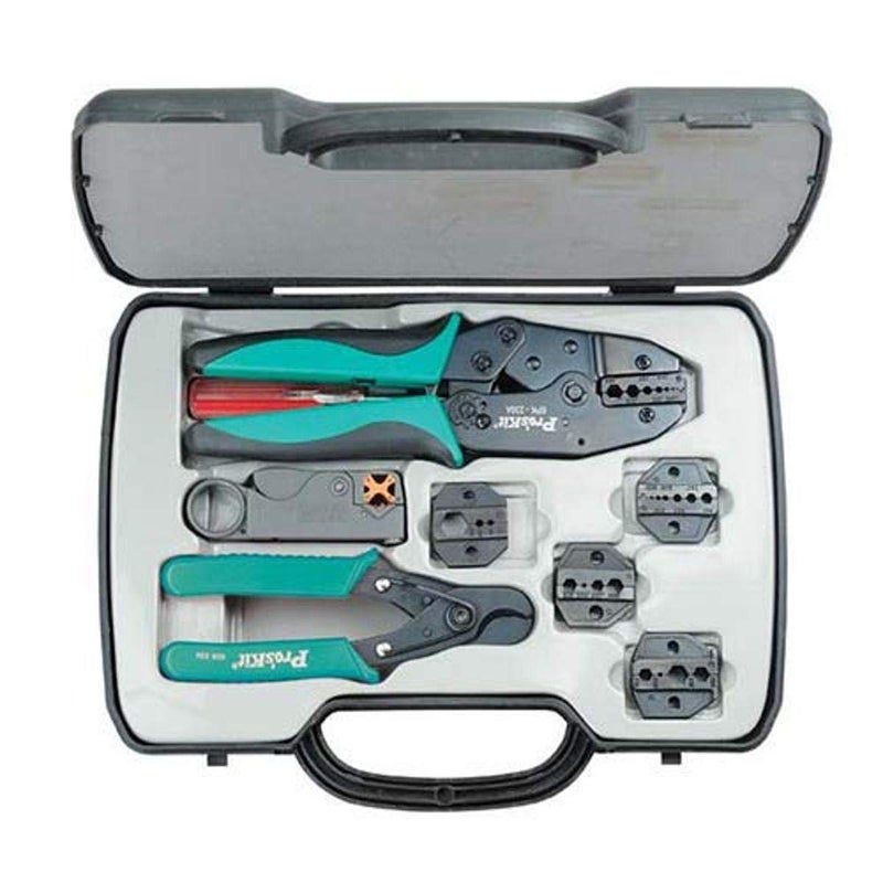 ProsKit 500001 Coax Crimping Kit Crimp Frame 5 Dies Rotary Stripper Multi One Size