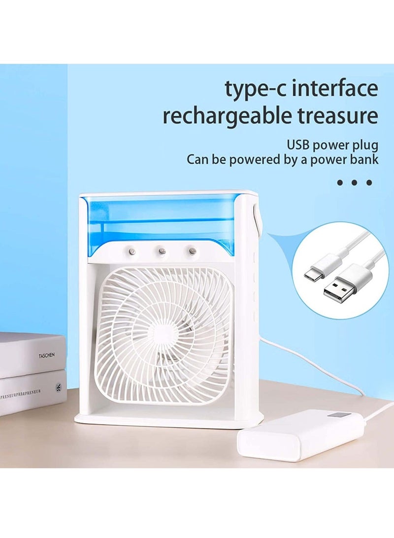 ل 3 في 1 المحمولة مكيف الهواء مروحة تبريد المياه مروحة الهواء المرطب 7 ألوان ضوء الليل USB مروحة سطح المكتب مع 3 سرعات الرياح قابل للتعديل للاستخدام المنزلي والمكتب في الهواء الطلق - Image 5