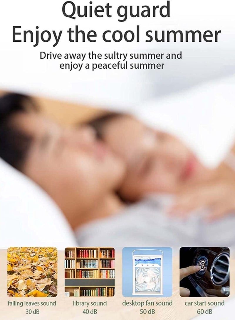 ل 3 في 1 المحمولة مكيف الهواء مروحة تبريد المياه مروحة الهواء المرطب 7 ألوان ضوء الليل USB مروحة سطح المكتب مع 3 سرعات الرياح قابل للتعديل للاستخدام المنزلي والمكتب في الهواء الطلق - Image 4