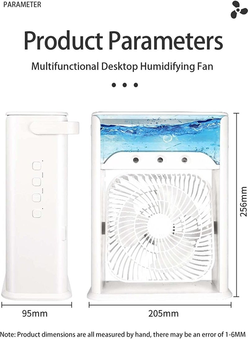 ل 3 في 1 المحمولة مكيف الهواء مروحة تبريد المياه مروحة الهواء المرطب 7 ألوان ضوء الليل USB مروحة سطح المكتب مع 3 سرعات الرياح قابل للتعديل للاستخدام المنزلي والمكتب في الهواء الطلق - Image 3