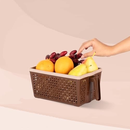 Nayasa Frill No. 1 Fruit Basket | 3 Litre | Veg Baskets for Storage in Kitchen | Food Basket for Kitchen | Chocolate - Image 2