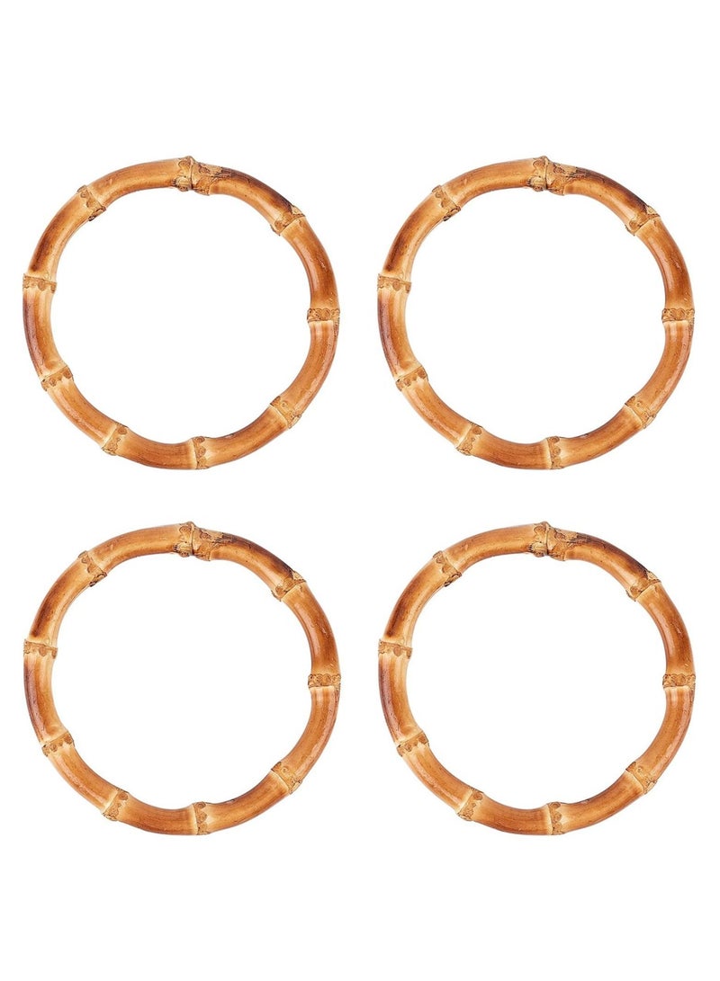 مقبض محفظة من الخيزران ، 4 عبوات من مقابض حقائب اليد المستديرة ، مقابض بديلة لحقيبة اليد المزخرفة لحقيبة مكرميه مصنوعة من القش - Image 1