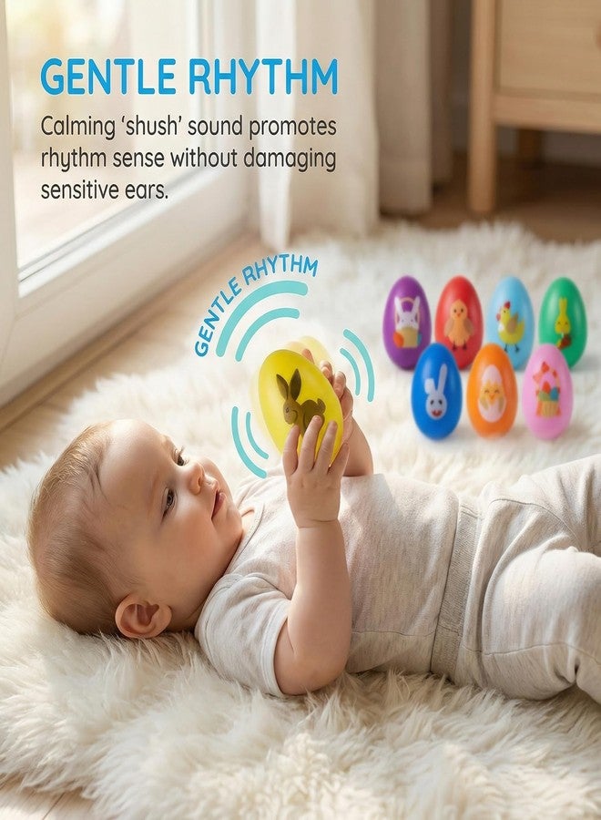 Menzcci 8 Pack Easter Plastic Shake Eggs Percussion Musical Maracas Easter Egg Shakers for Kids Toddlers Easter Basket Stuffers Egg Fillers Party Favors Gifts - Image 2