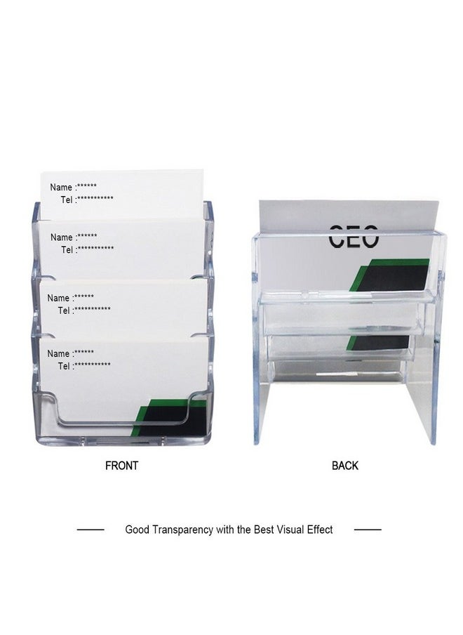 Heqishun 2 Pack Transparent 4-Tier Business Card Holder Acrylic Card Display Desk Stand Holder  - Image 3
