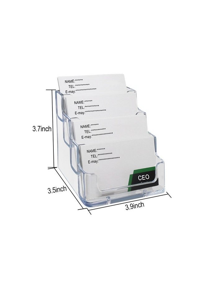 Heqishun 2 Pack Transparent 4-Tier Business Card Holder Acrylic Card Display Desk Stand Holder  - Image 4