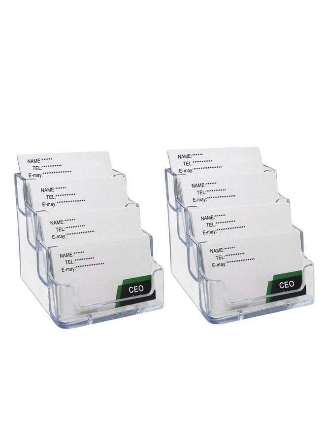 Heqishun 2 Pack Transparent 4-Tier Business Card Holder Acrylic Card Display Desk Stand Holder  - Image 1