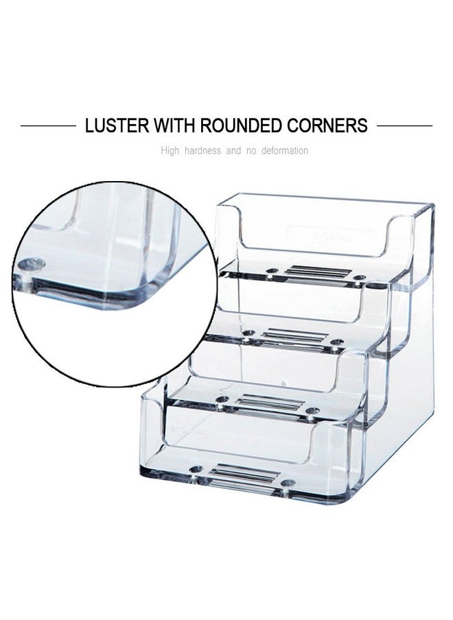 Heqishun 2 Pack Transparent 4-Tier Business Card Holder Acrylic Card Display Desk Stand Holder  - Image 2