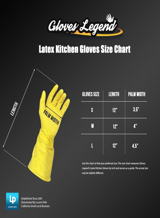 Gloves Legend Size Large - 3 Pairs (6 Gloves) - Gloves Legend - Yellow Latex Household Kitchen Cleaning Dishwashing Reuseable Gloves - Image 5